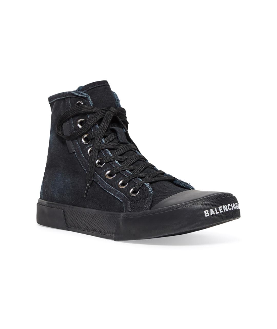 BALENCIAGA Черные текстильные высокие кроссовки / кеды, фото 3