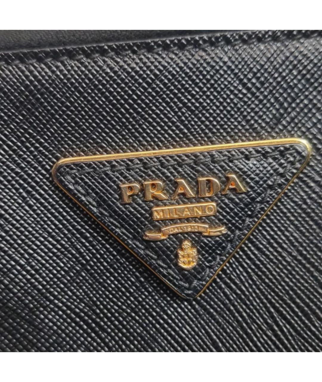 PRADA Черная кожаная сумка тоут, фото 7