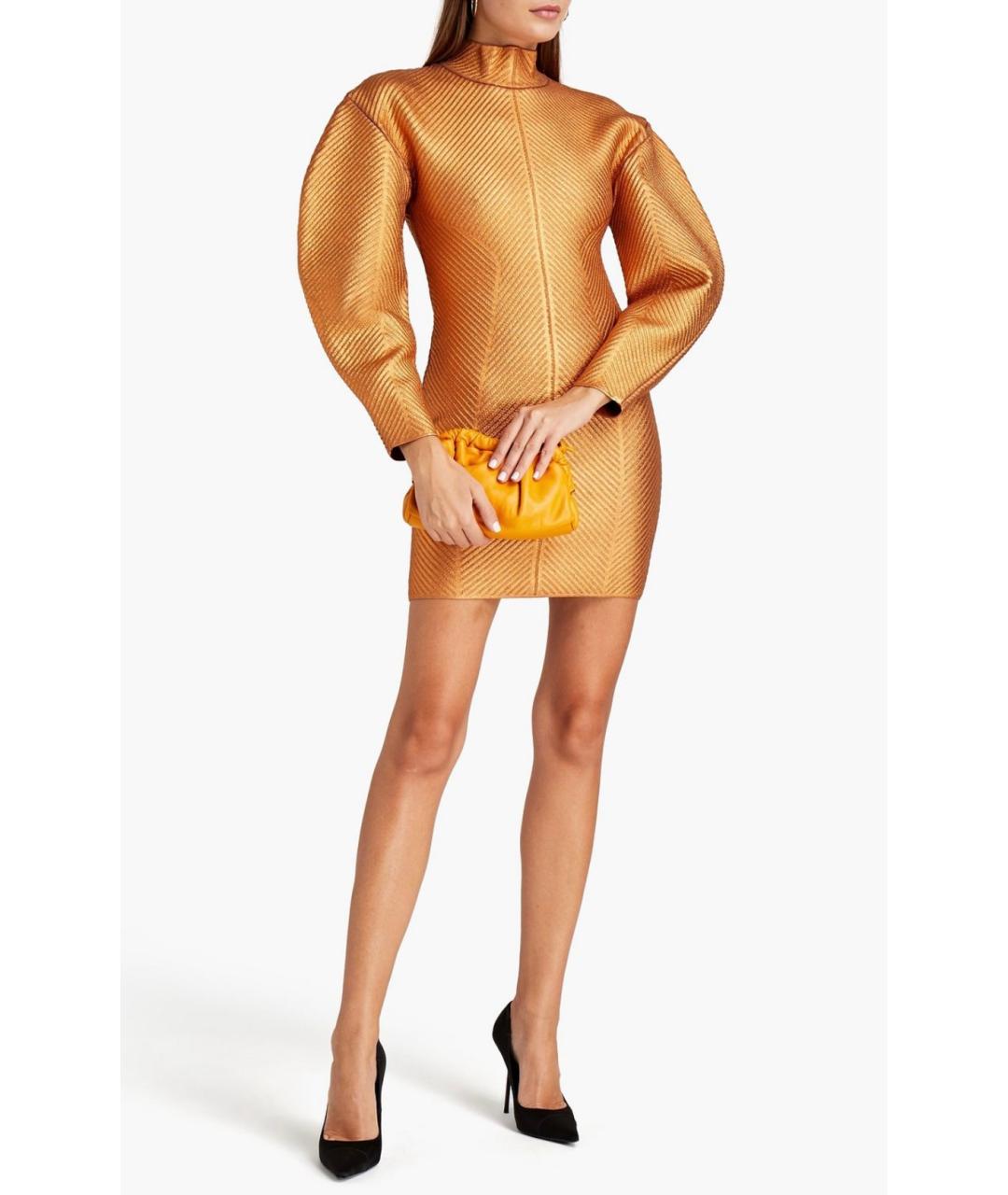 HERVE LEGER Золотое коктейльное платье, фото 2