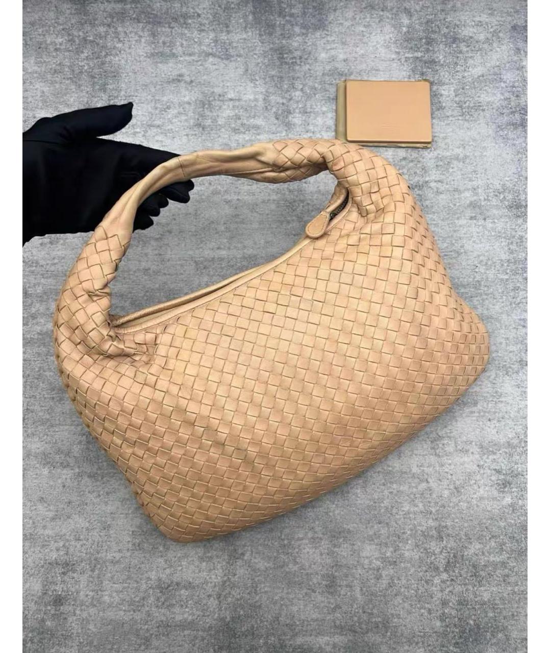 BOTTEGA VENETA Бежевая кожаная сумка с короткими ручками, фото 2