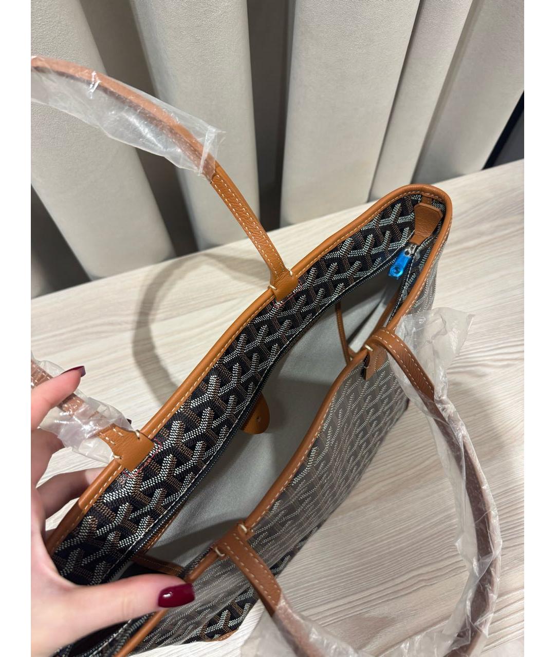 GOYARD Коричневая кожаная сумка через плечо, фото 6