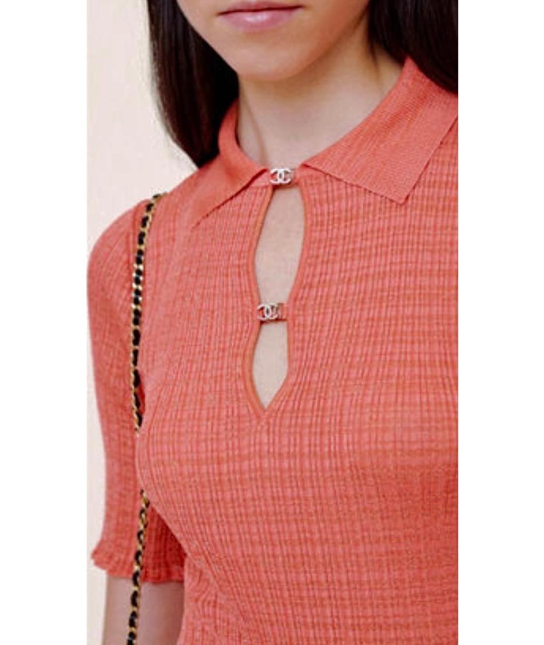 CHANEL Коралловая вискозная футболка, фото 6