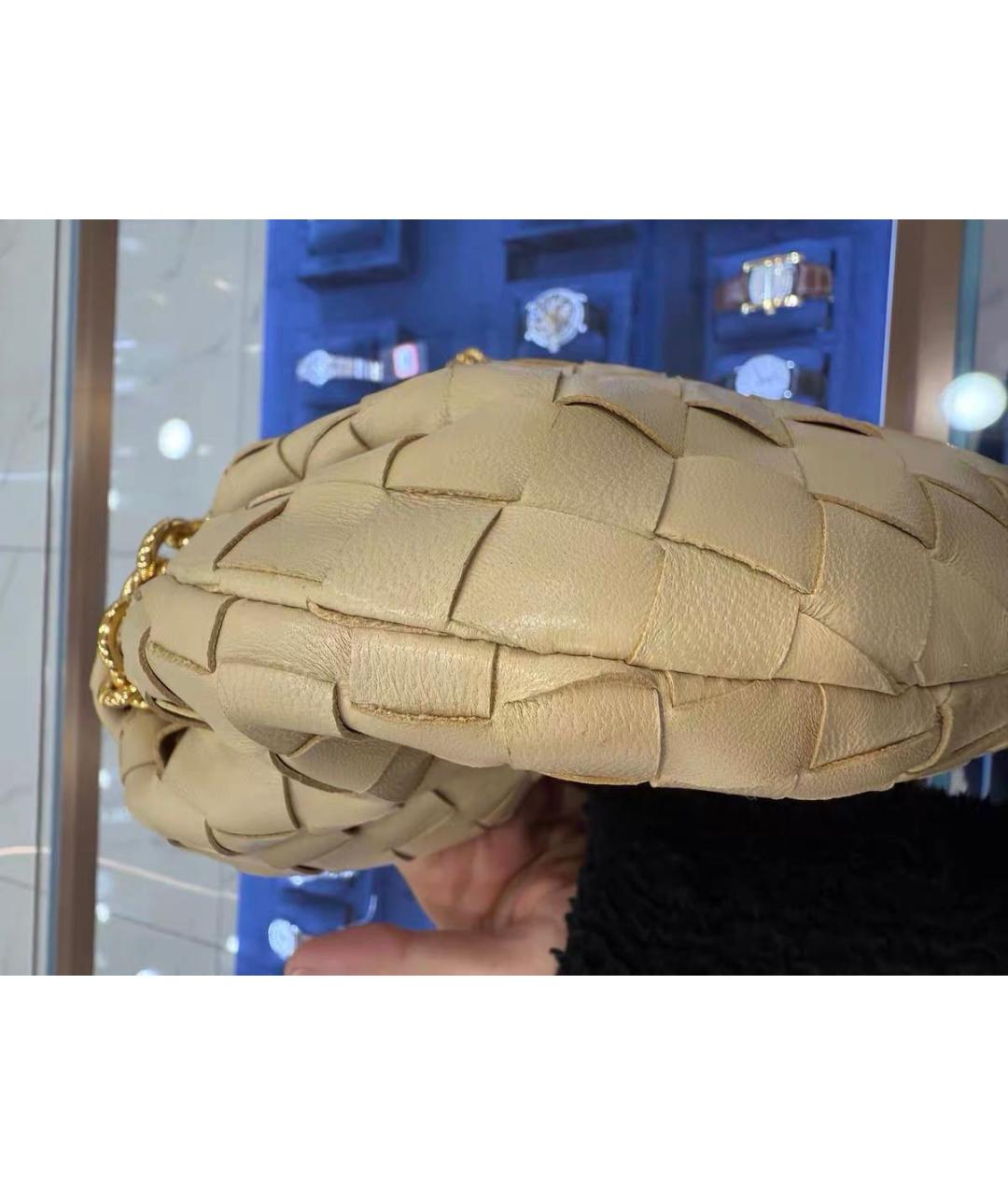 BOTTEGA VENETA Бежевая кожаная сумка с короткими ручками, фото 7