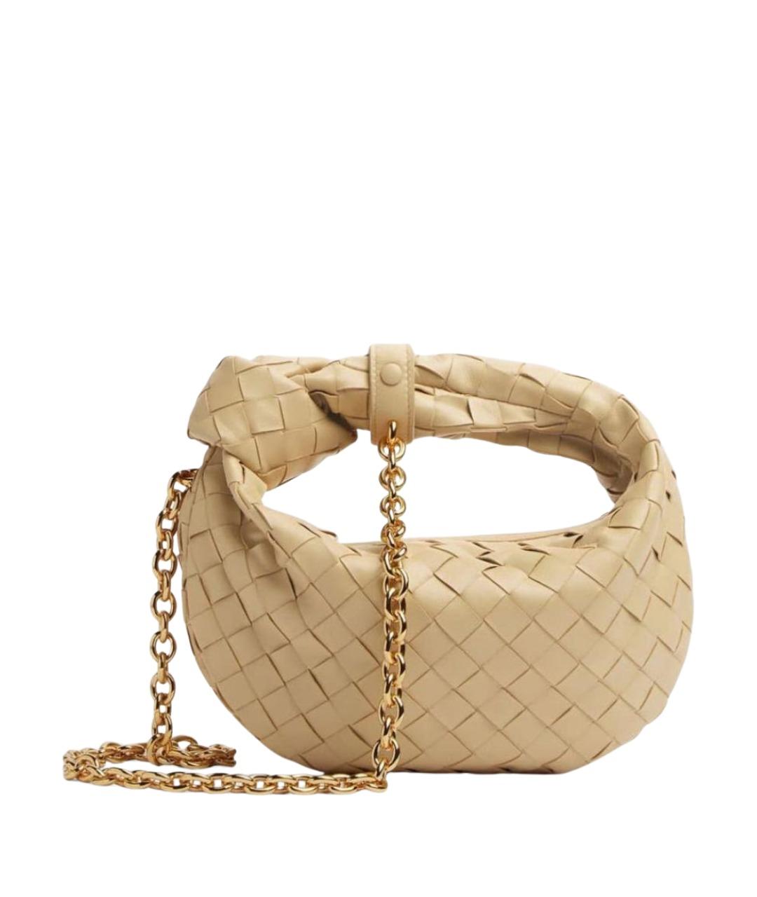 BOTTEGA VENETA Бежевая кожаная сумка с короткими ручками, фото 1