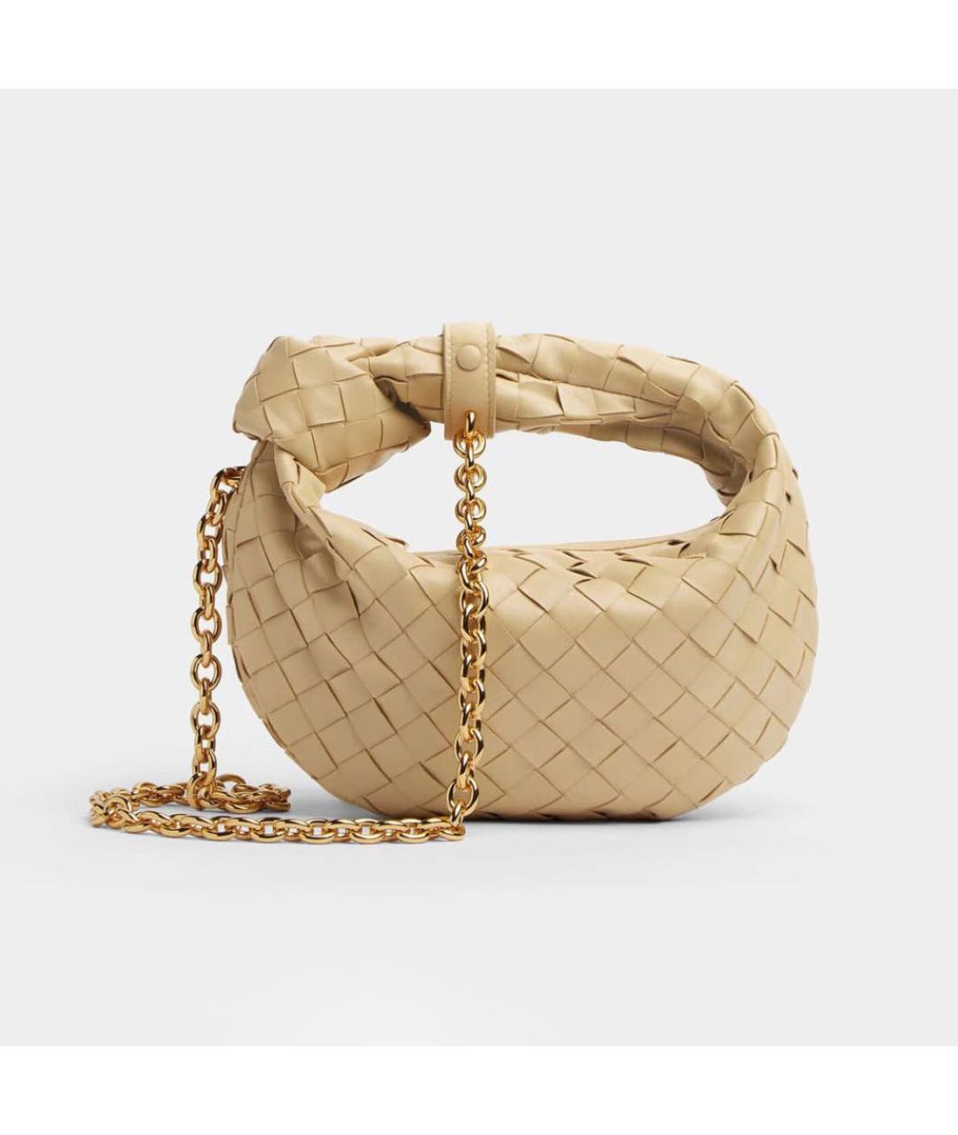 BOTTEGA VENETA Бежевая кожаная сумка с короткими ручками, фото 9