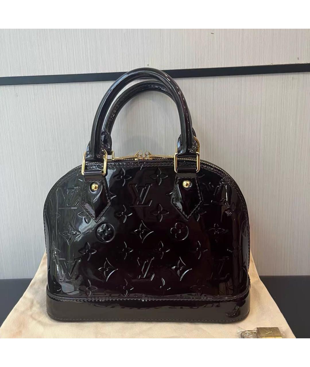 LOUIS VUITTON Черная кожаная сумка с короткими ручками, фото 3
