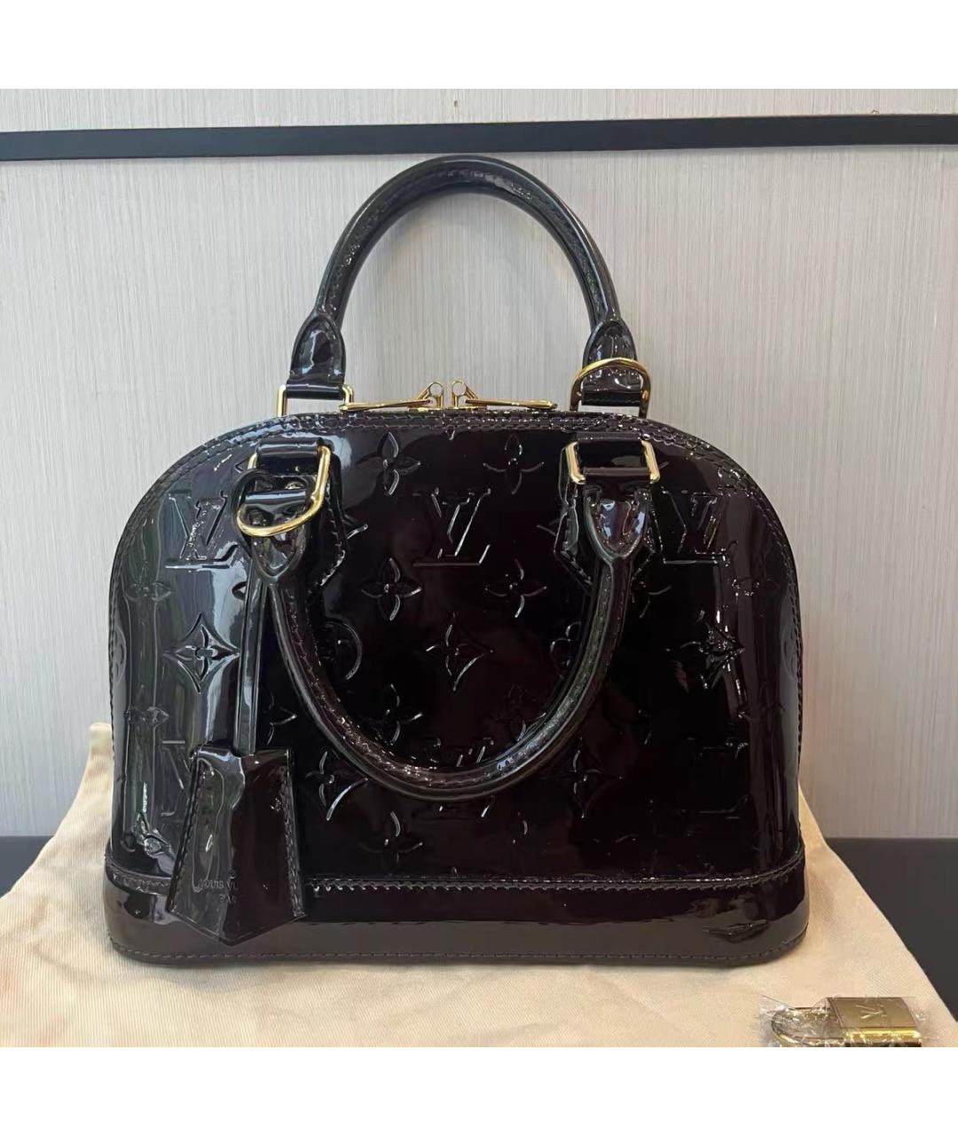 LOUIS VUITTON Черная кожаная сумка с короткими ручками, фото 2