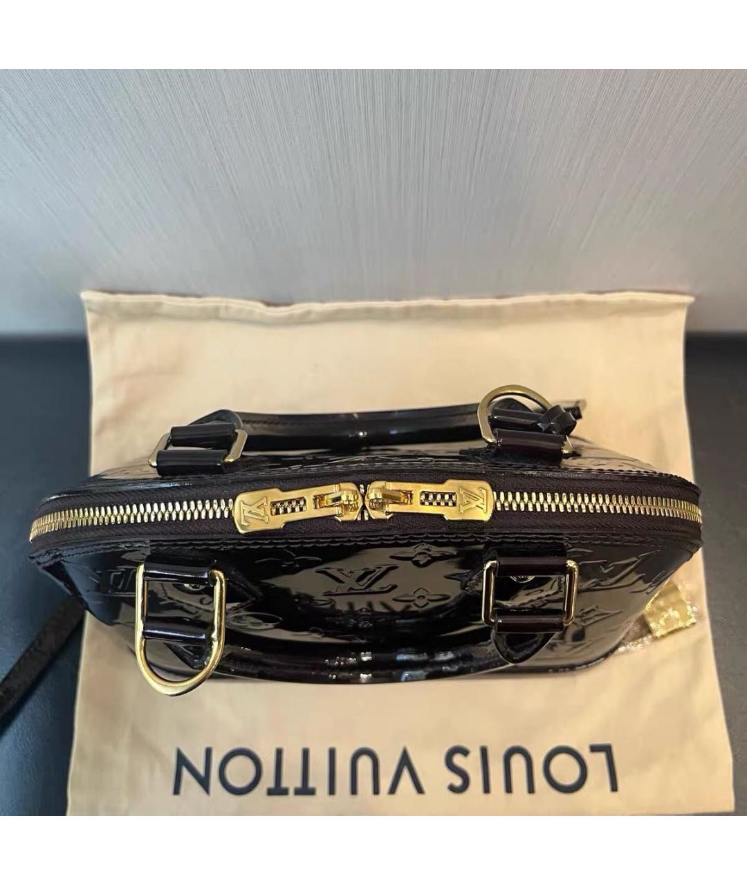 LOUIS VUITTON Черная кожаная сумка с короткими ручками, фото 5