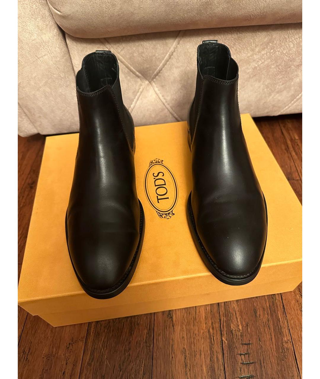 TOD'S Черные кожаные высокие ботинки, фото 2