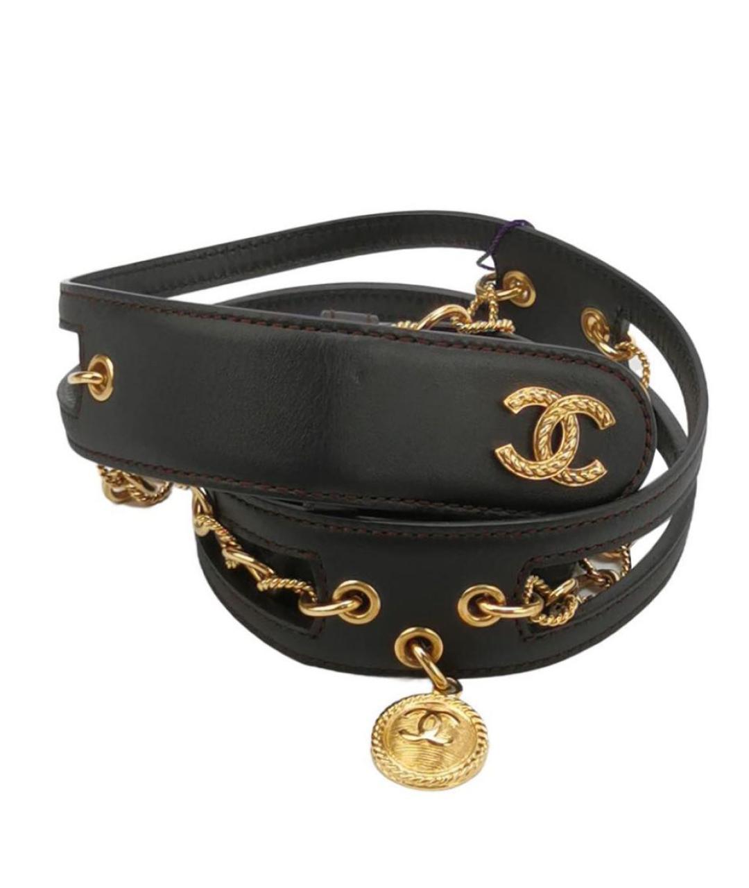 CHANEL Черный кожаный ремень, фото 1