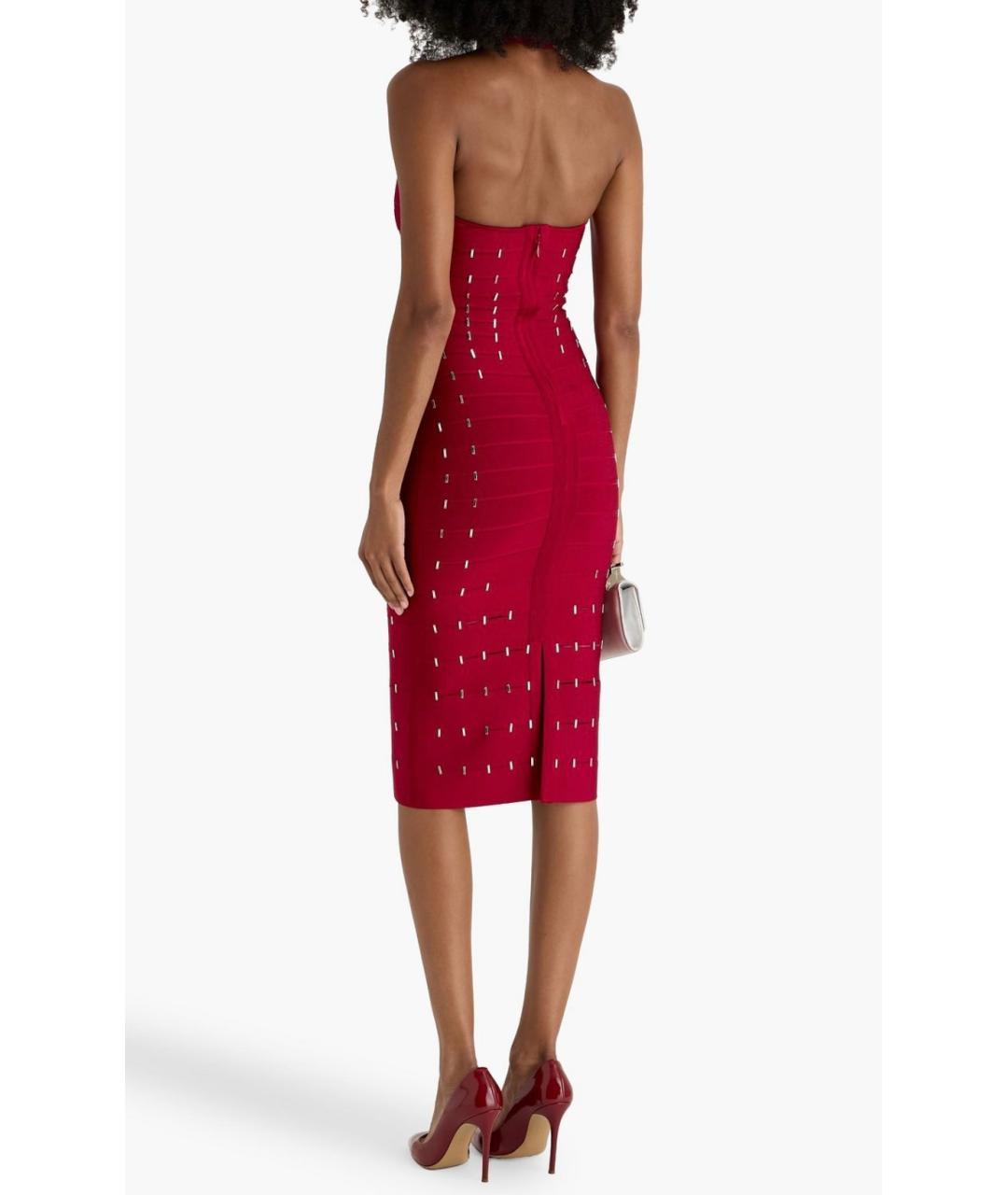 HERVE LEGER Красное коктейльное платье, фото 3