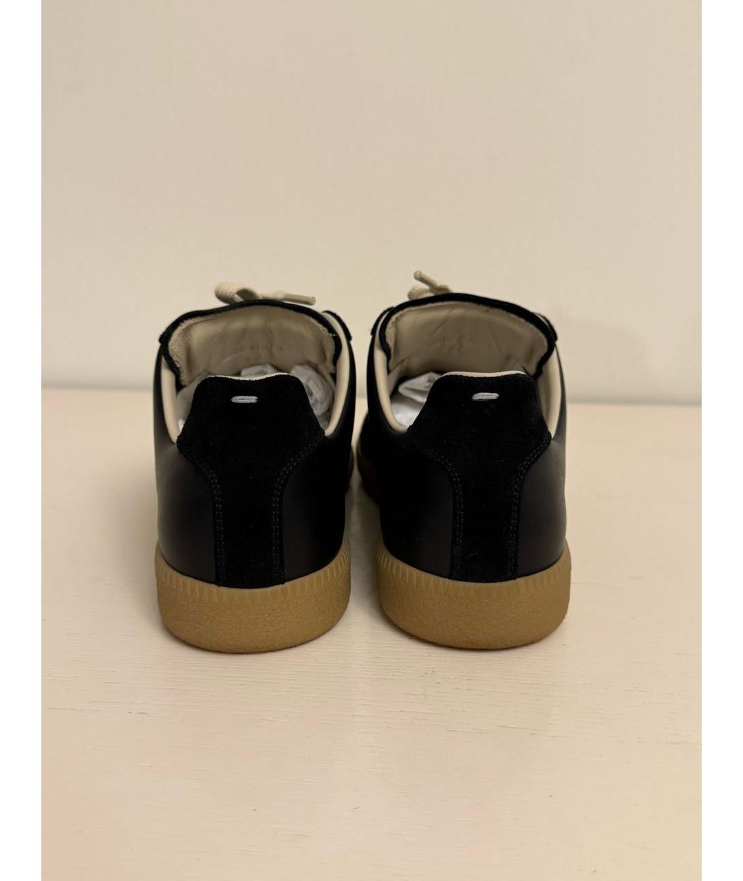 MAISON MARGIELA Черные кожаные кеды, фото 4