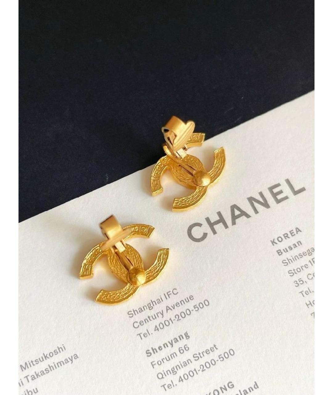 CHANEL Золотые металлические клипсы, фото 3