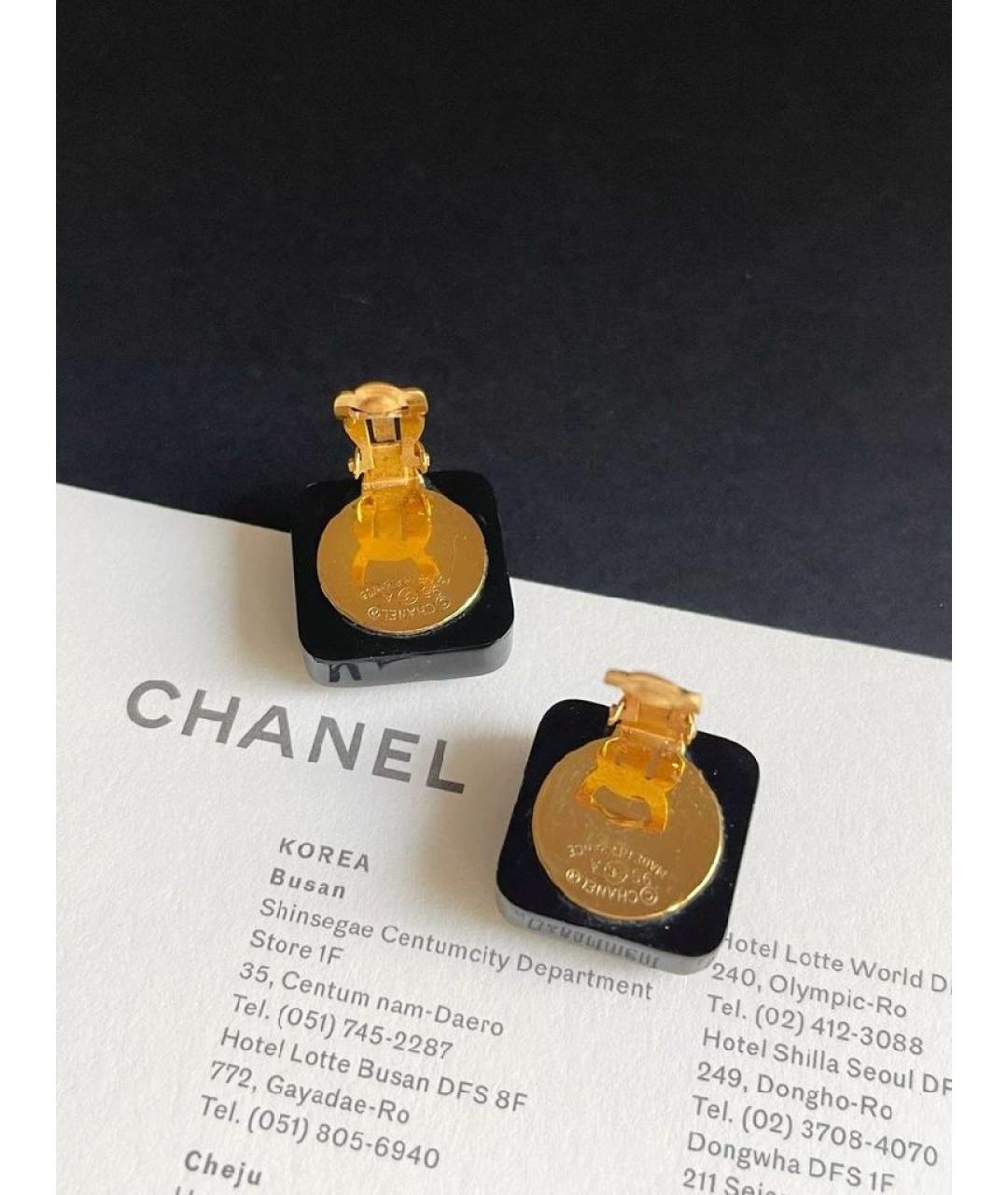 CHANEL Черные клипсы, фото 4