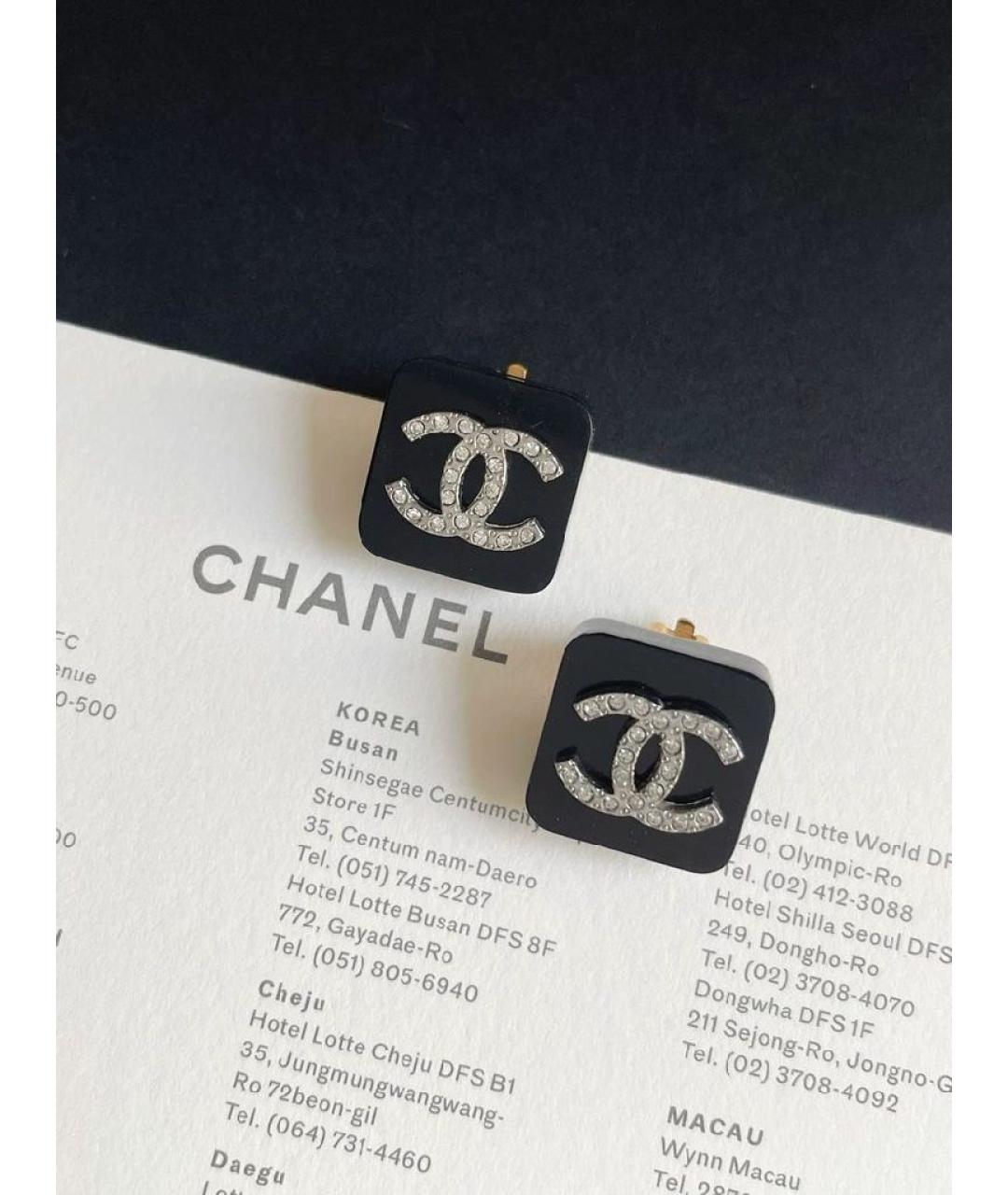 CHANEL Черные клипсы, фото 3