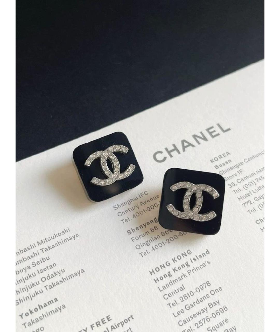CHANEL Черные клипсы, фото 2