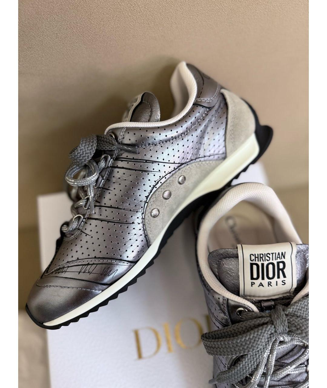 CHRISTIAN DIOR Серые кожаные кеды, фото 5
