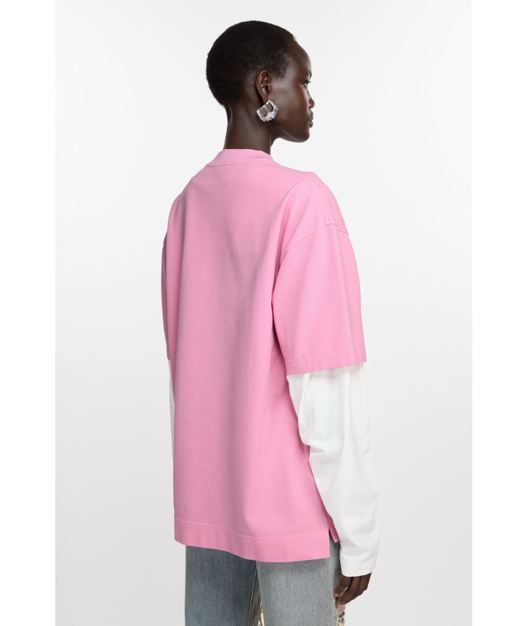 ACNE STUDIOS Розовая хлопковая футболка, фото 4