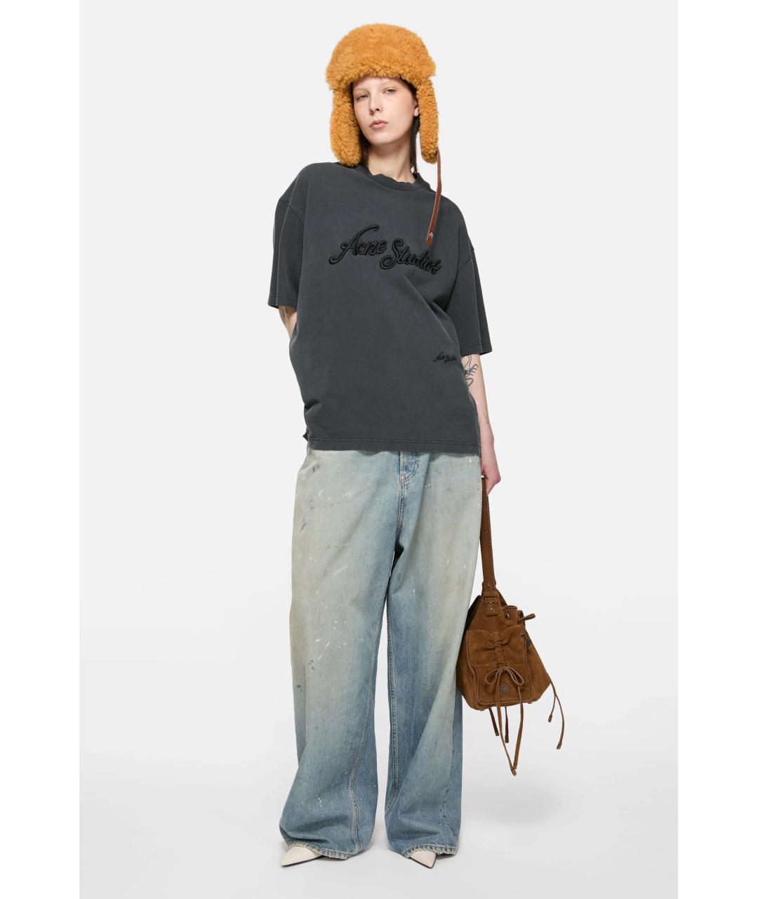 ACNE STUDIOS Черная хлопковая футболка, фото 2