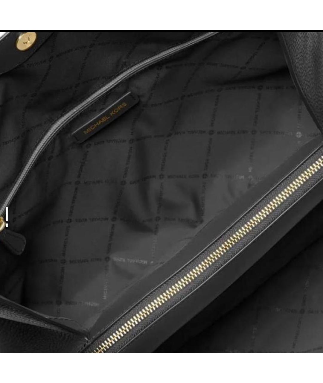 MICHAEL KORS Черная кожаная сумка тоут, фото 4