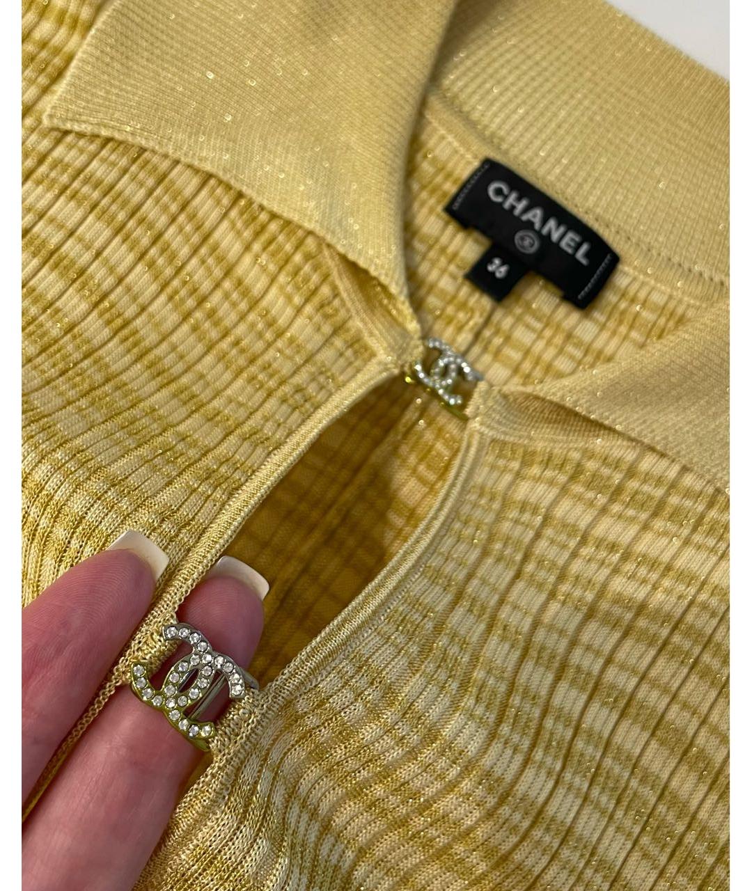 CHANEL Желтое вискозное повседневное платье, фото 2