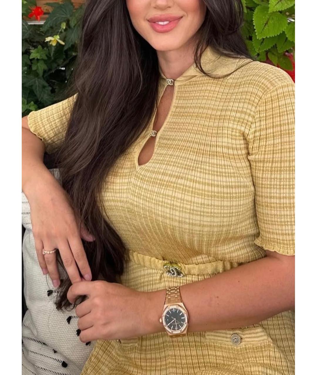 CHANEL Желтое вискозное повседневное платье, фото 4