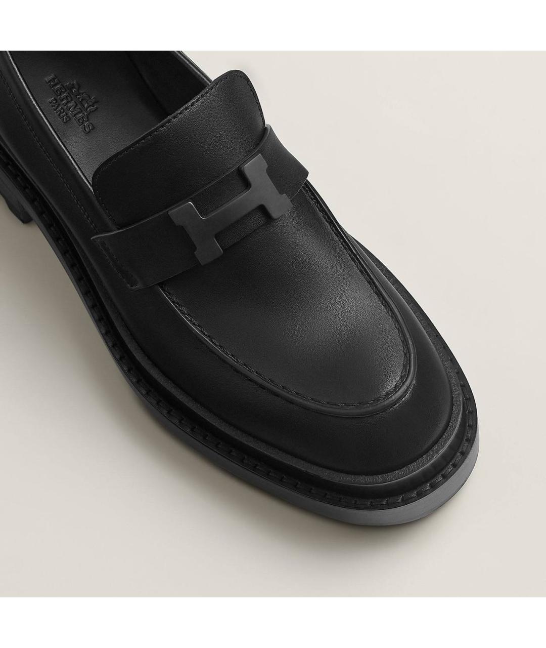 HERMES Черные кожаные лоферы, фото 5