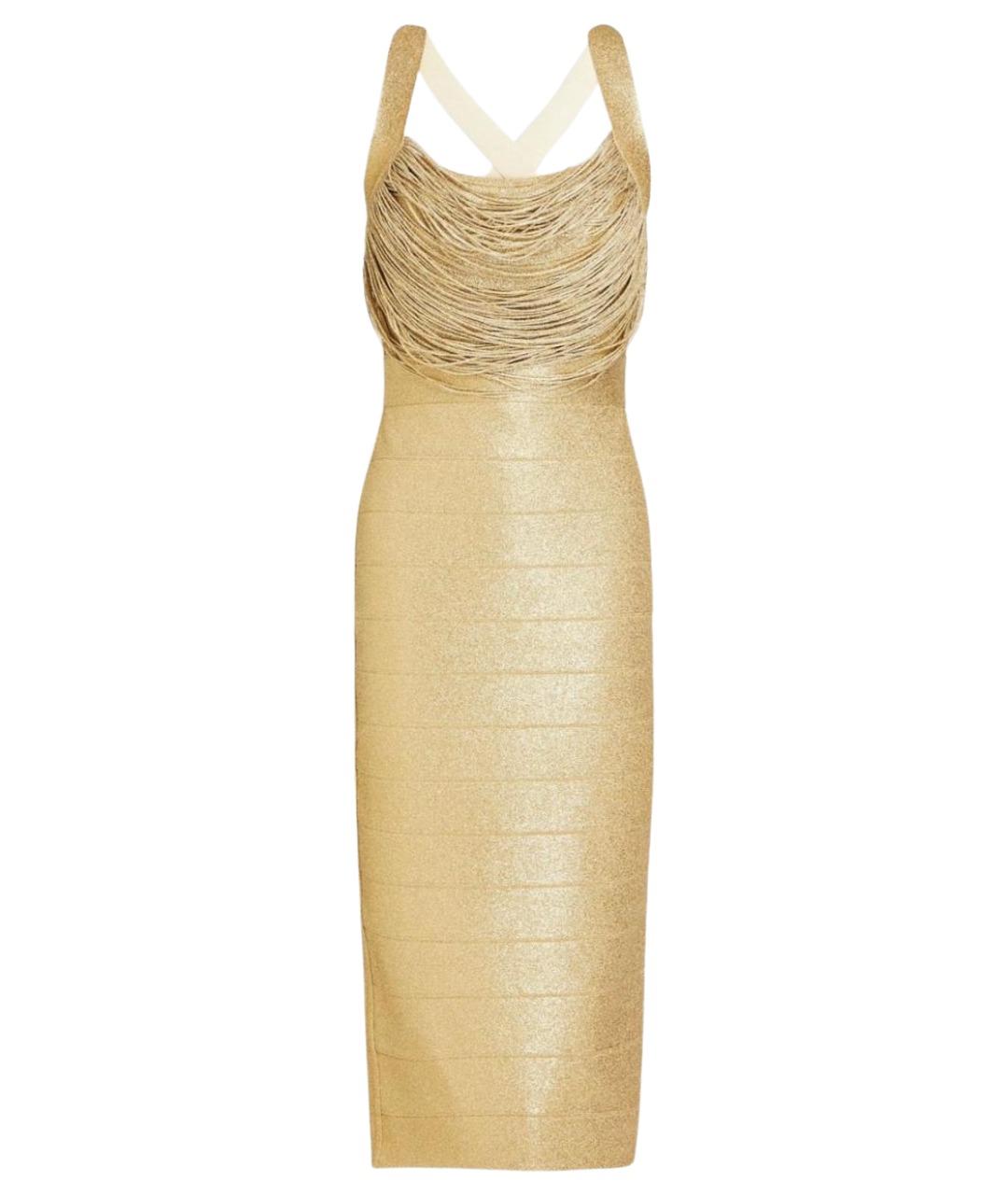 HERVE LEGER Золотое коктейльное платье, фото 1