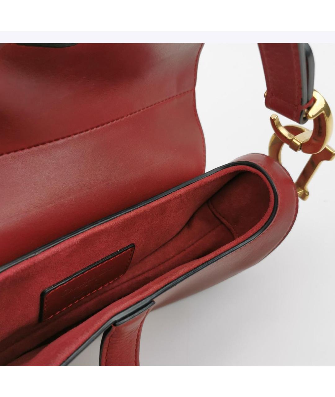 CHRISTIAN DIOR Красная кожаная сумка с короткими ручками, фото 6