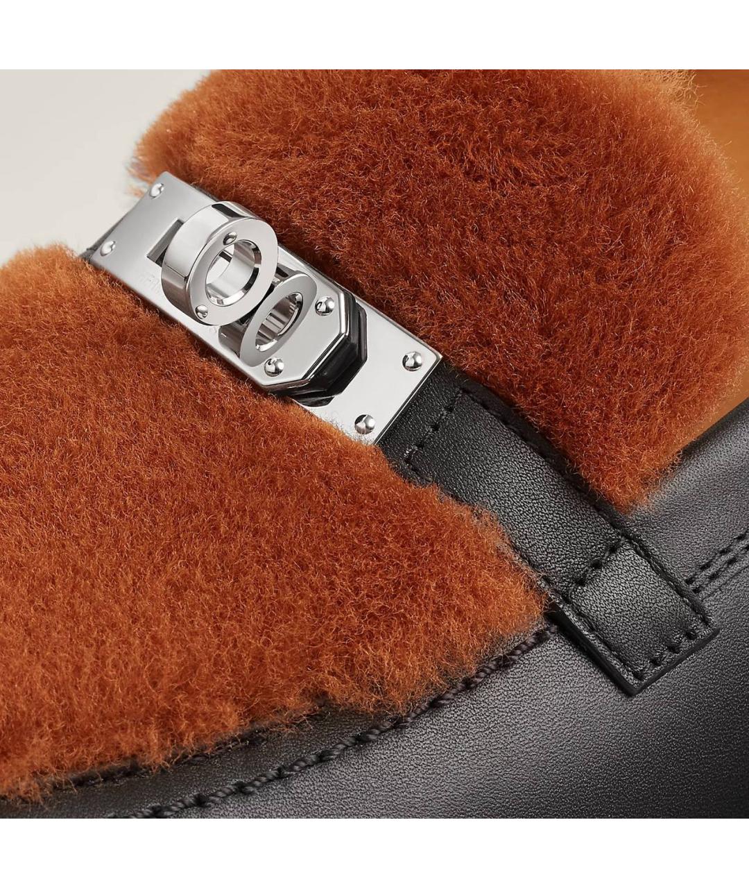 HERMES Черные кожаные лоферы, фото 6