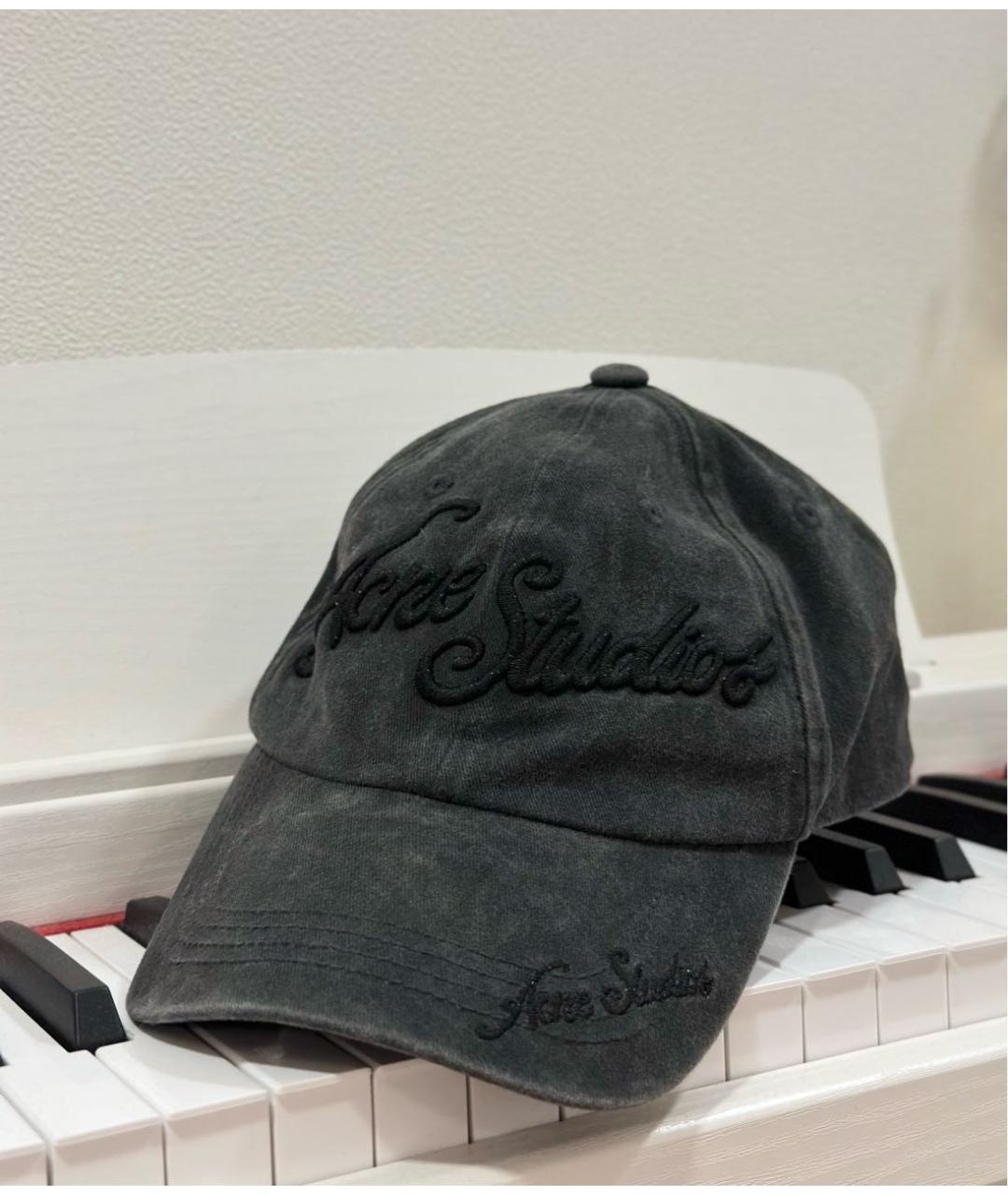 ACNE STUDIOS Антрацитовая хлопковая кепка, фото 6