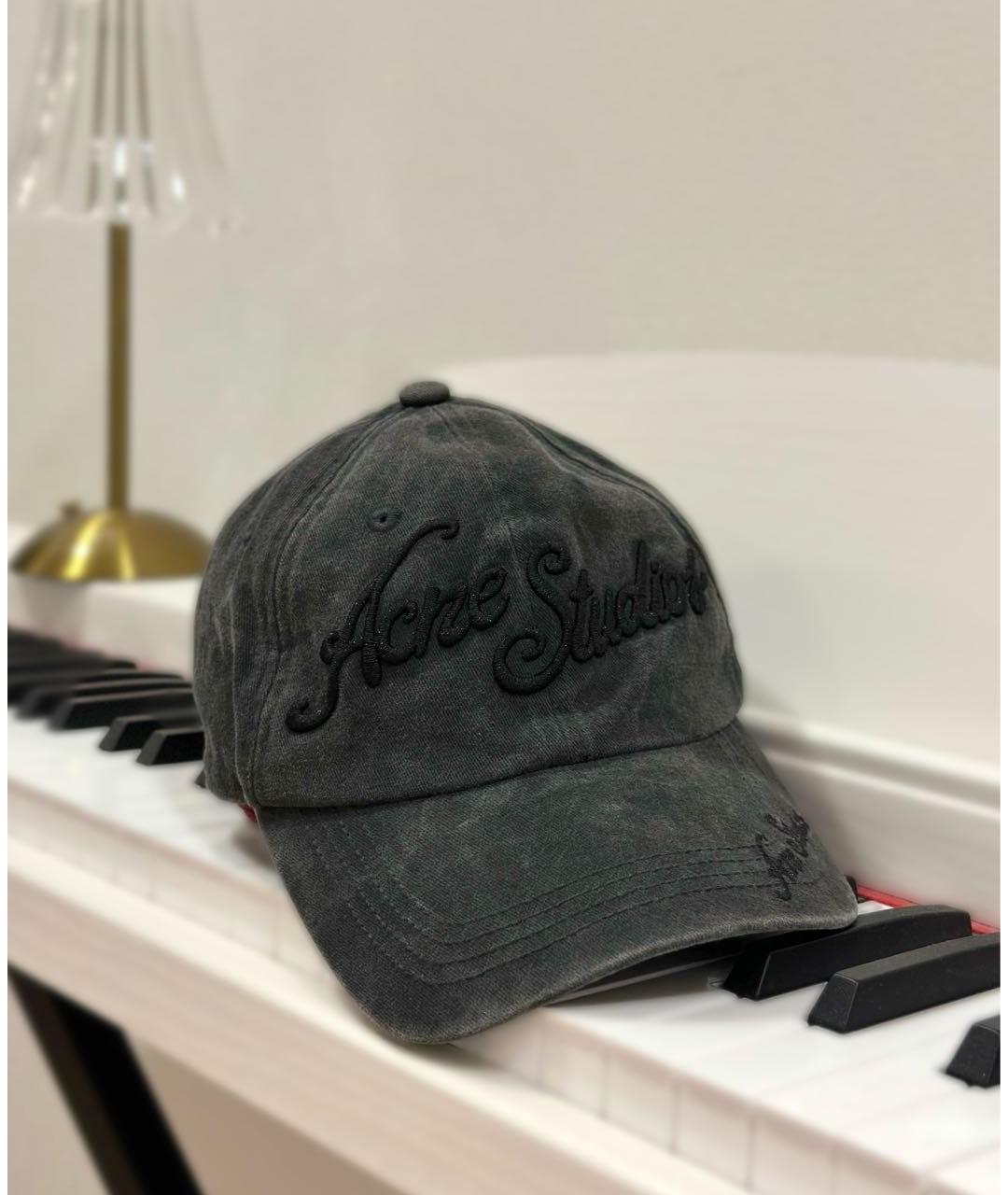 ACNE STUDIOS Антрацитовая хлопковая кепка, фото 3