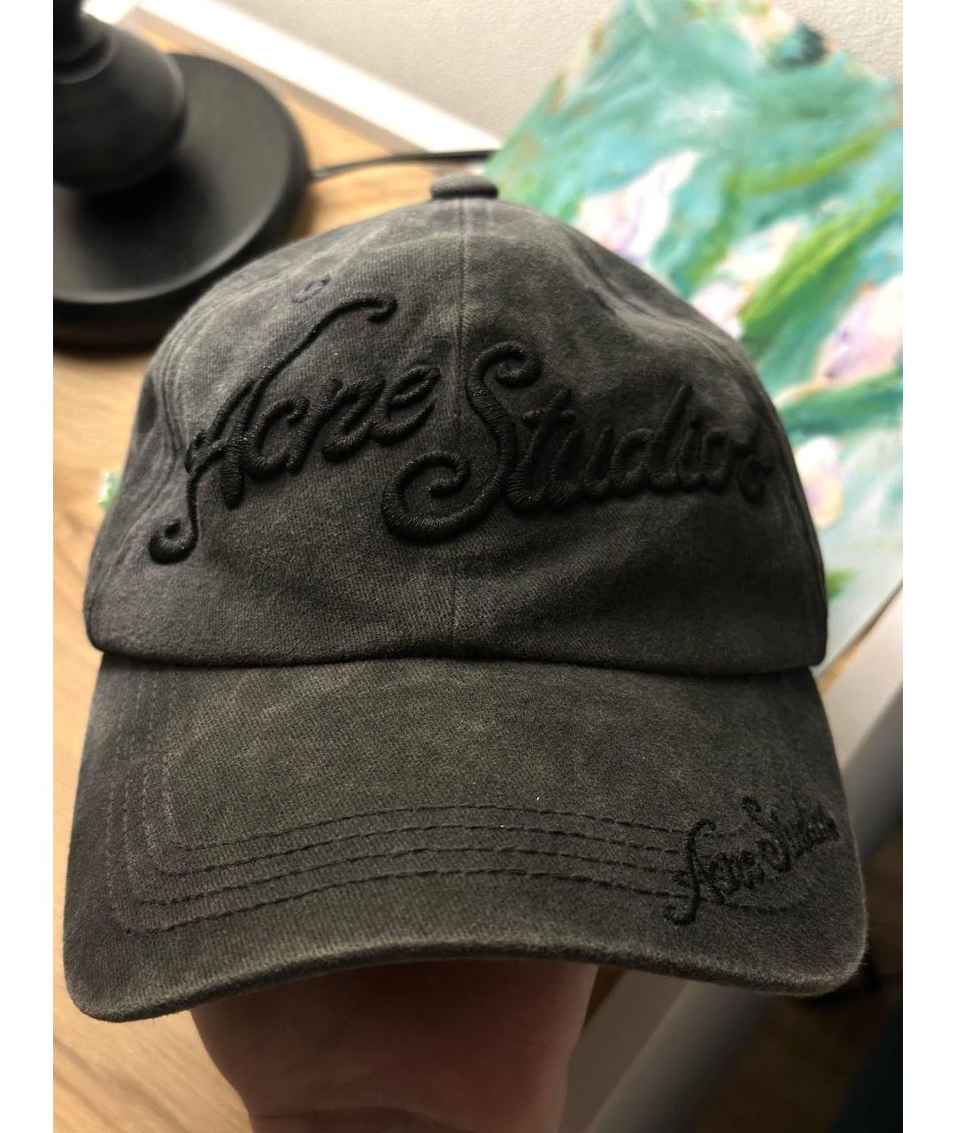 ACNE STUDIOS Антрацитовая хлопковая кепка, фото 4