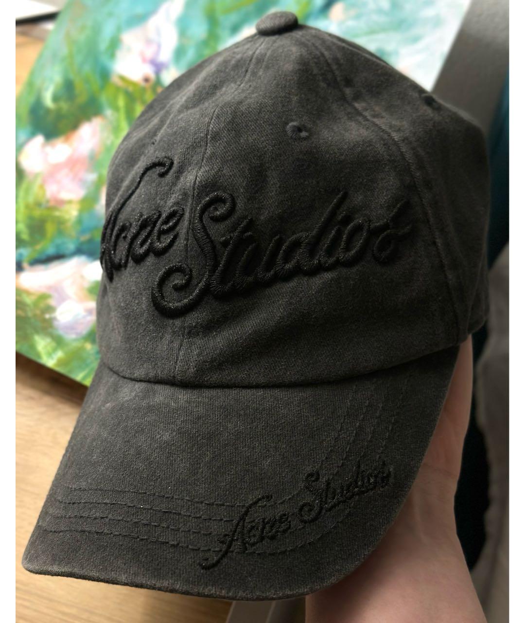 ACNE STUDIOS Антрацитовая хлопковая кепка, фото 5