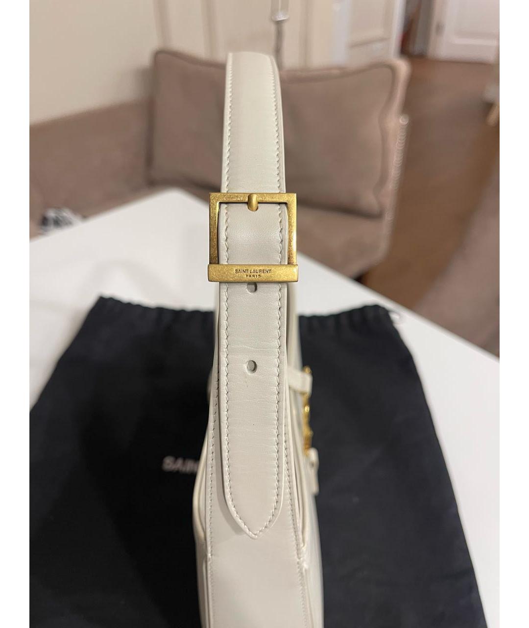 SAINT LAURENT Белая кожаная сумка с короткими ручками, фото 7