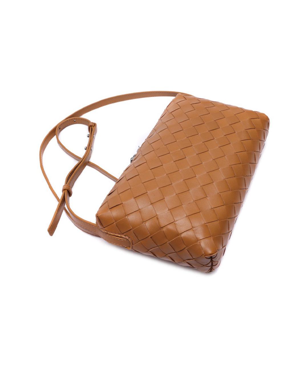 BOTTEGA VENETA Коричневая кожаная сумка через плечо, фото 4