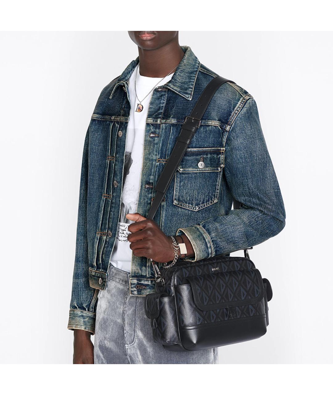 CHRISTIAN DIOR Черная тканевая сумка на плечо, фото 8