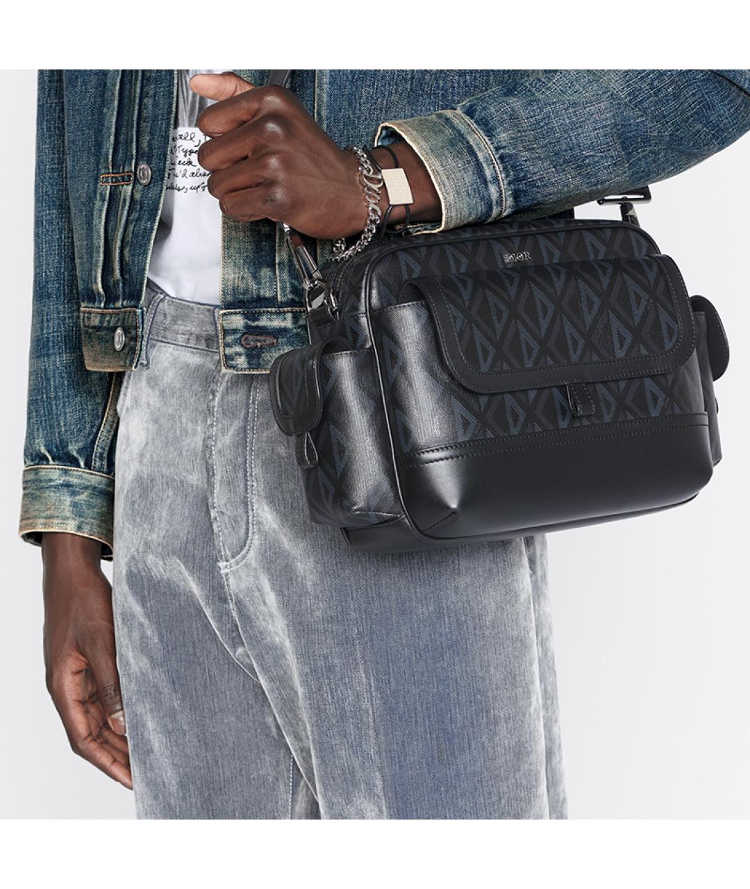 CHRISTIAN DIOR Черная тканевая сумка на плечо, фото 7