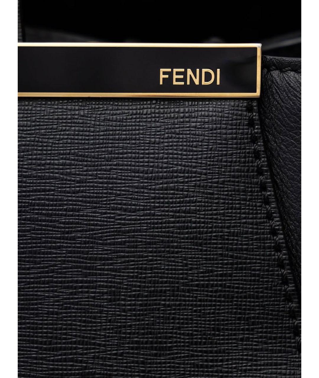 FENDI Черная кожаная сумка тоут, фото 5