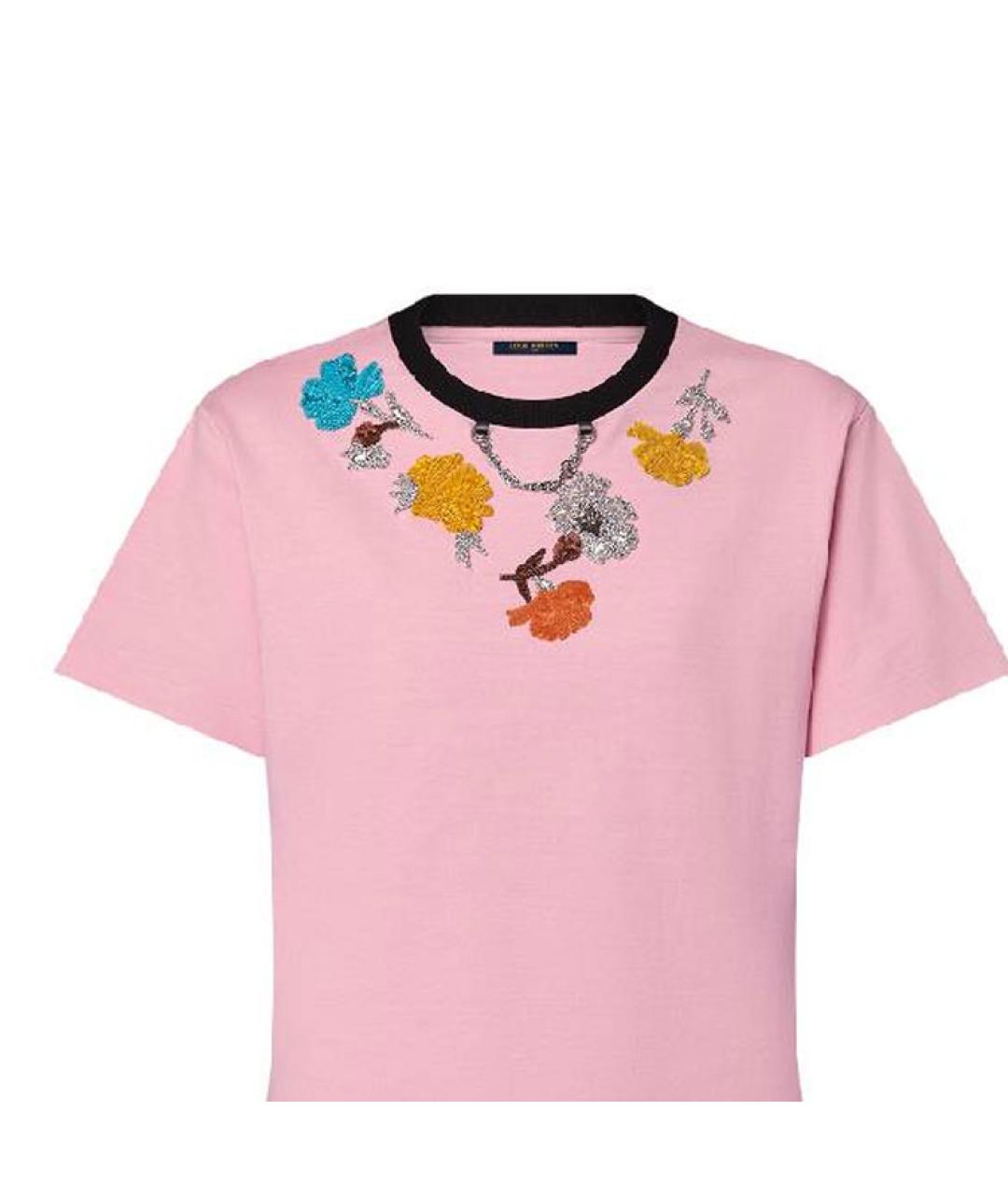 LOUIS VUITTON Розовая хлопковая футболка, фото 4