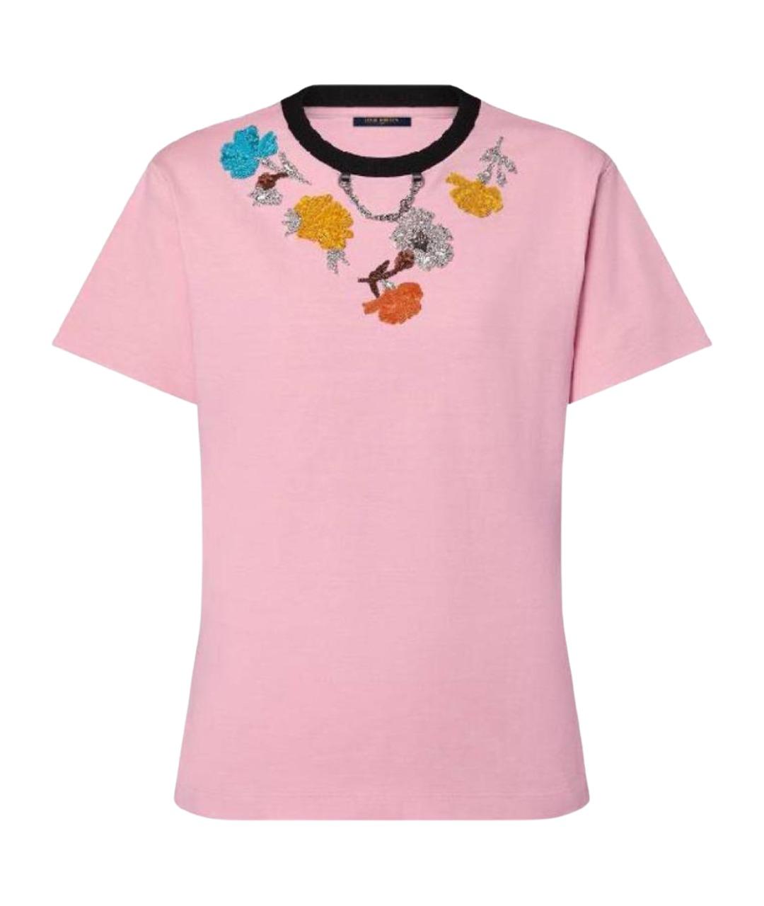 LOUIS VUITTON Розовая хлопковая футболка, фото 1