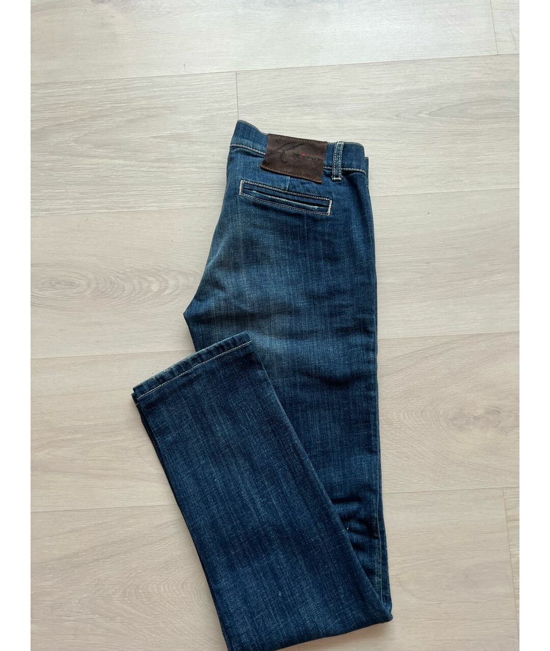 KITON Синие хлопковые прямые джинсы, фото 4