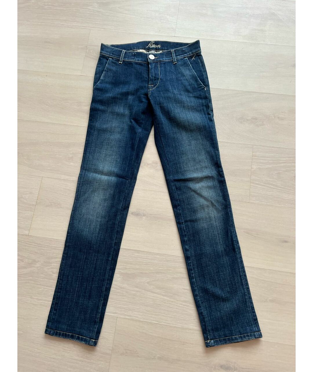 KITON Синие хлопковые прямые джинсы, фото 2