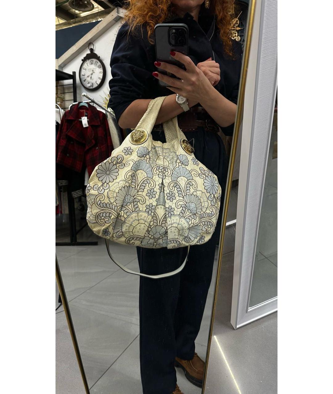 GUCCI Бежевая сумка с короткими ручками из экзотической кожи, фото 9