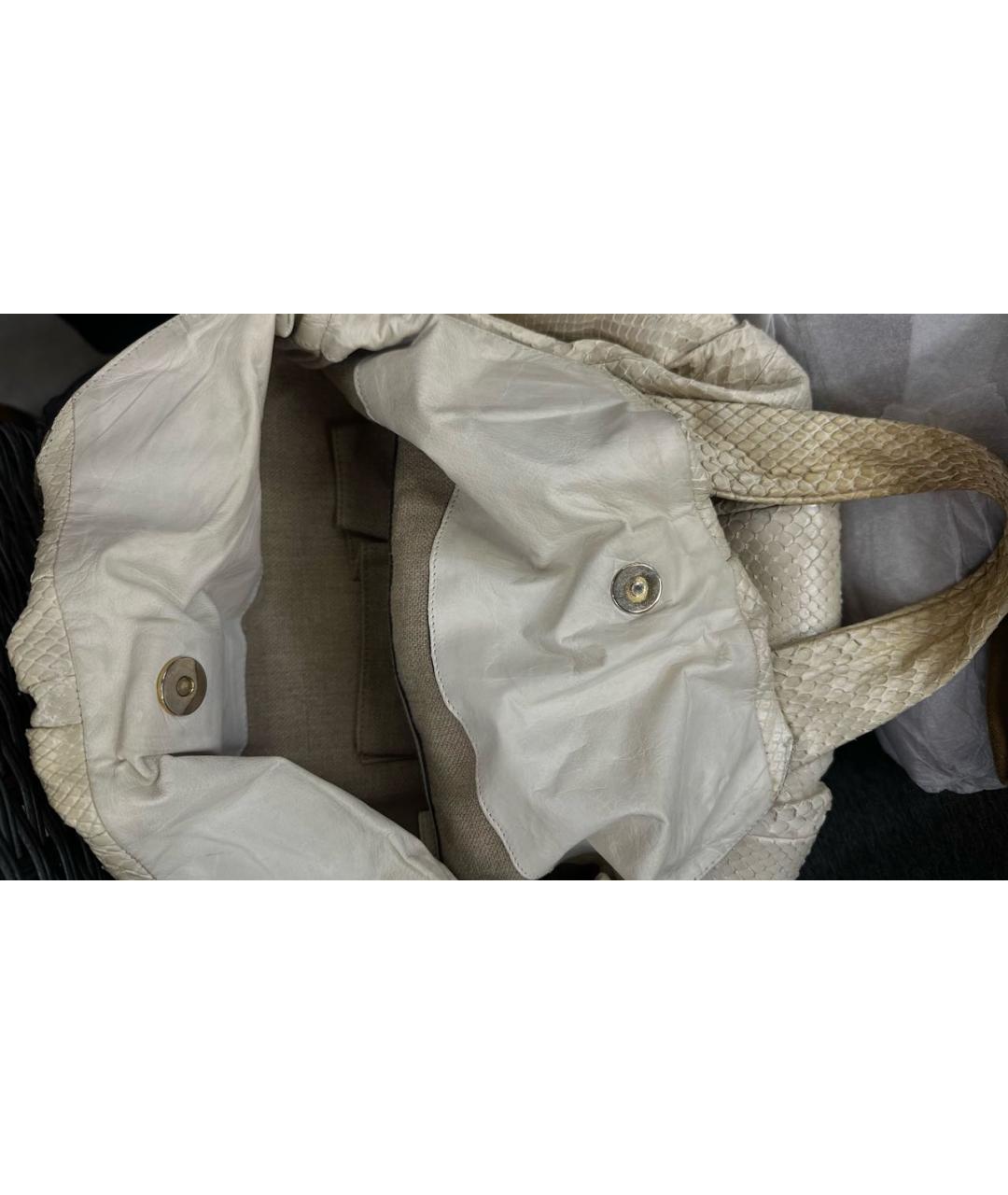 GUCCI Бежевая сумка с короткими ручками из экзотической кожи, фото 7