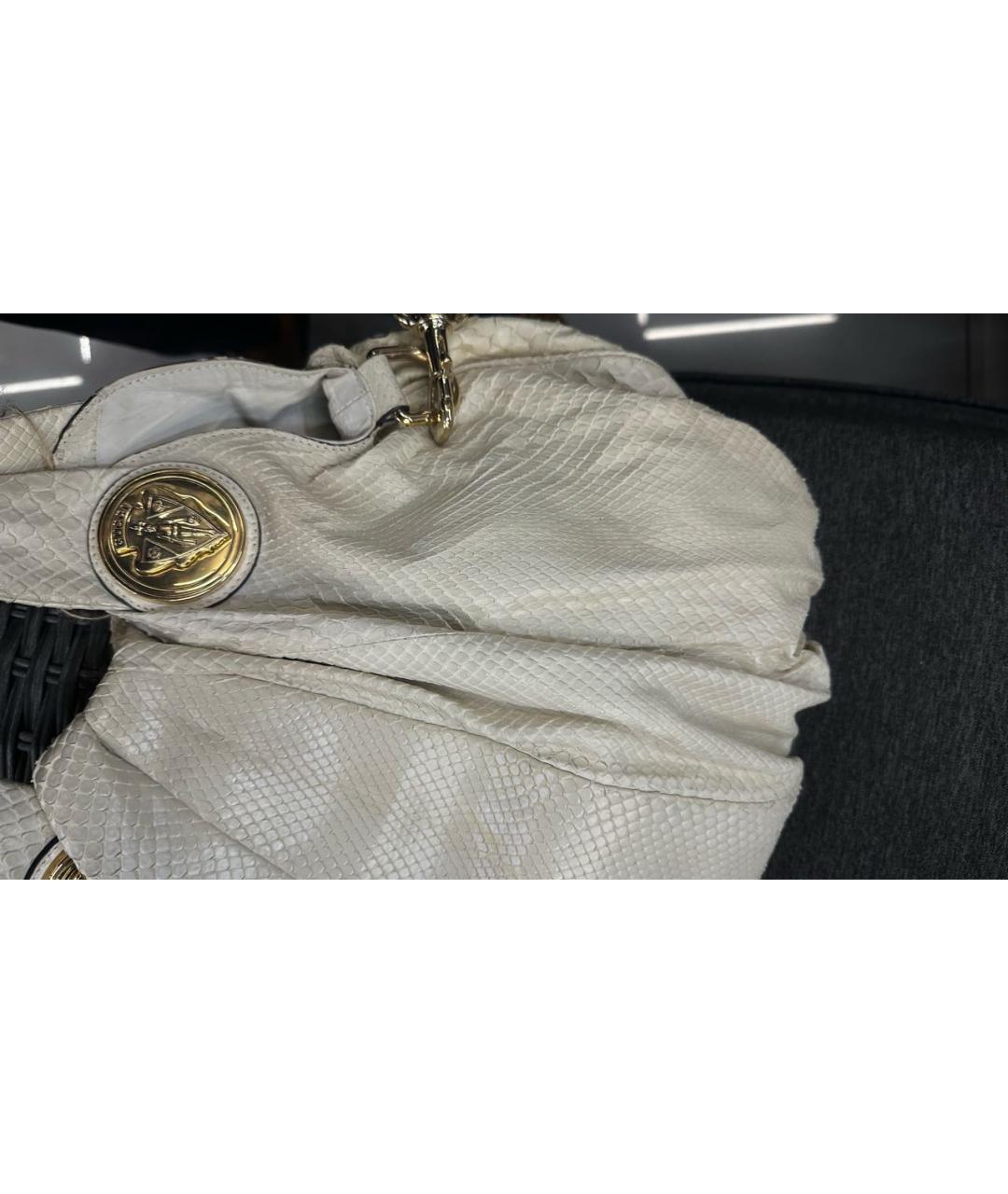 GUCCI Бежевая сумка с короткими ручками из экзотической кожи, фото 6