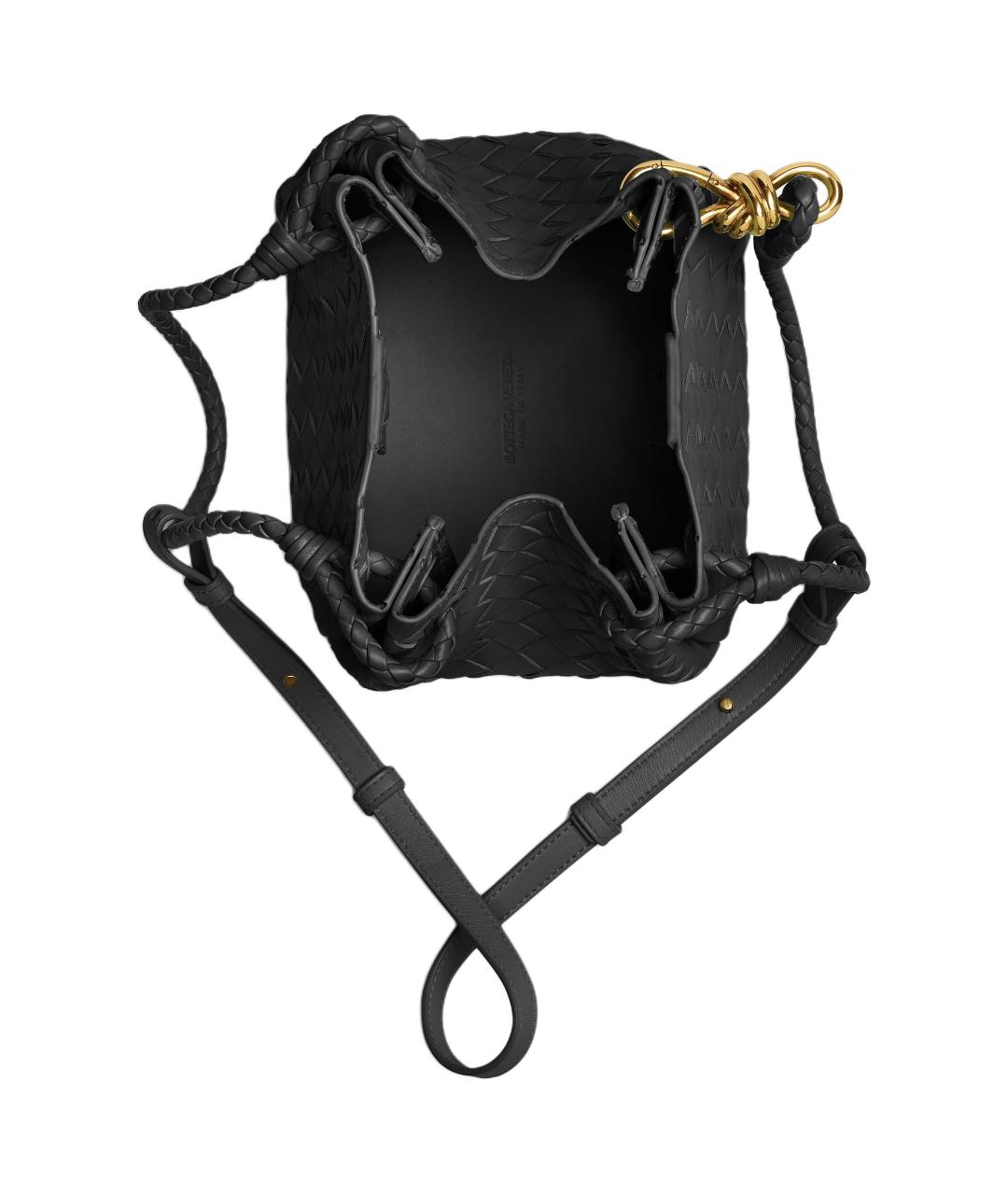 BOTTEGA VENETA Черная кожаная сумка через плечо, фото 3