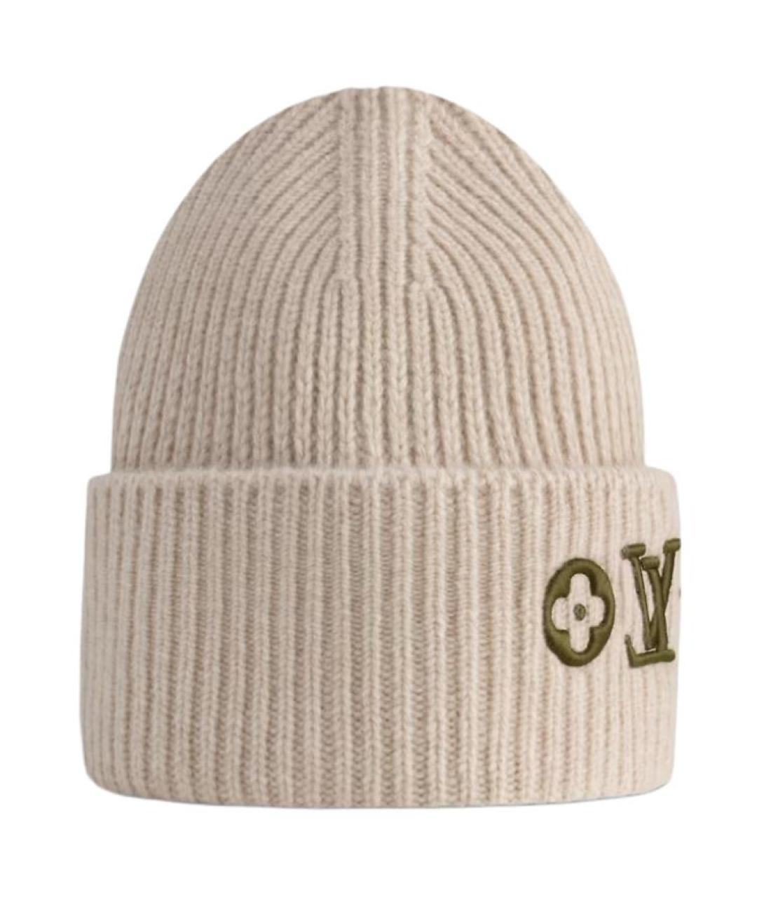 LOUIS VUITTON Бежевая шерстяная шапка, фото 2