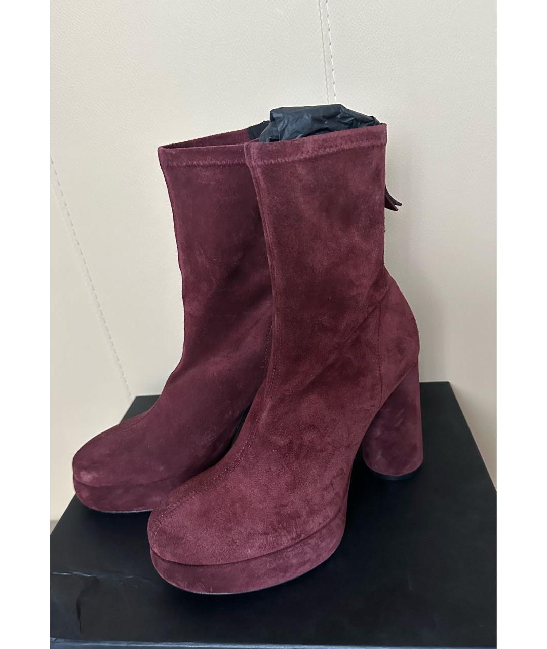 CASADEI Бордовые замшевые ботильоны, фото 4