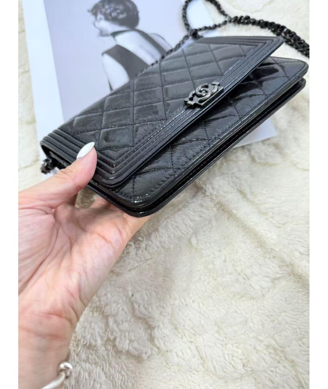 CHANEL Черный кожаный кошелек, фото 3